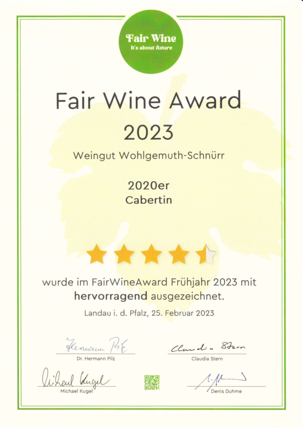Auszeichnung Fair Wine Award 2023 Wohlgemuth Schnuerr Cabertin.pdf 1